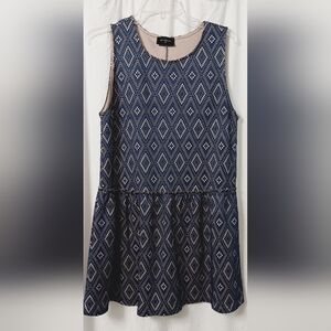 EVERLY Blue And Tan Sleeveless Sundress Size M